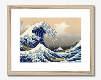 The Great Wave at Kanagawa" - Fine Art Print by Katsushika Hokusai | Iconic Japanese Wall Art - Framed 11 " x 14 " - giclee prints