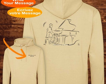 Piano pianist musician music - Graphic design on Sweatshirt - Creation Virginie Linard-Com