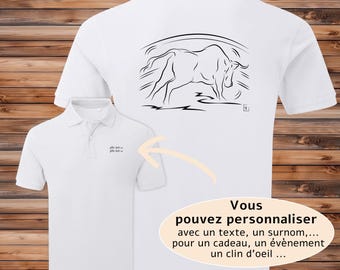 Fighting bull graphic on Polo shirt to personalize with text - Creation VirginieLinard-COm