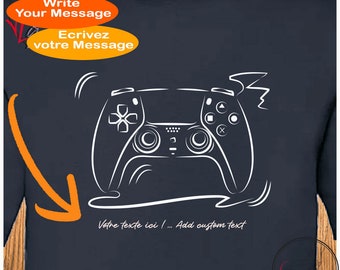 PS5 game controller, graphic design on T-shirt - Creation VirginieLinard-Com