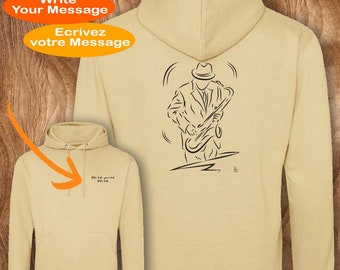 Music Saxophone Musician Saxophonist Jazz, graphic design on Sweatshirt - Creation VirginieLinard-Com