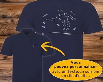 Petanque Boules Player Shooting Graphics on Polo Shirt to personalize with text - Creation VirginieLinard-Com