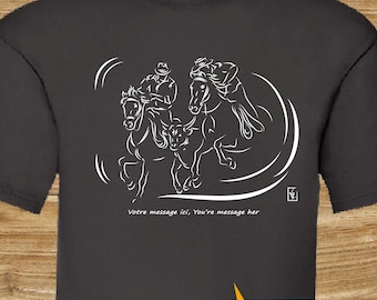 Camargue Bull Horses Gardian Abrivado Manade Ferade, Graphic design on T-shirt - Creation VirginieLinard-Com
