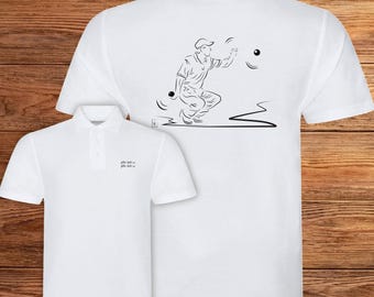 Petanque Player Points Graphics on Polo Shirt to personalize with text - Creation VirginieLinard-Com