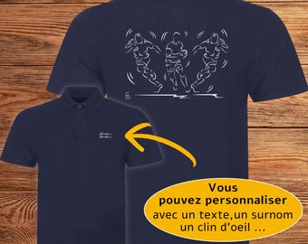 Rugby trio rugby players Graphic design on Polo shirt to personalize with text - Creation VirginieLinard-Com