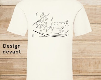 Camargue Bull Horses Guardian Graphics on T-Shirt to personalize with text - Creation VirginieLinard-Com