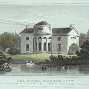 The Holme, Regent's Park - Original Antique Hand Coloured Engraving published 1827