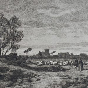 OSTIA - Auguste Delatre - Original Antique Print/Etching published in L&#39;Artiste circa 1880