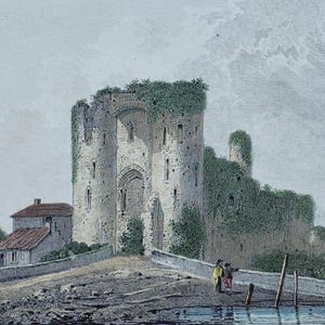 Neath Castle - Original Antique Hand Coloured Engraving - Circa 1830