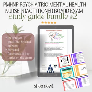 PMHNP Bundle #2: Übungstest & Karteikarten für visuell Lernende! Psychiatric Mental Gesundheit Krankenschwester Praktiker Brett Prüfung überprüfen