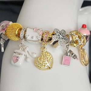 Pandora Bracelet With Pink Themed Charms -  Sweden
