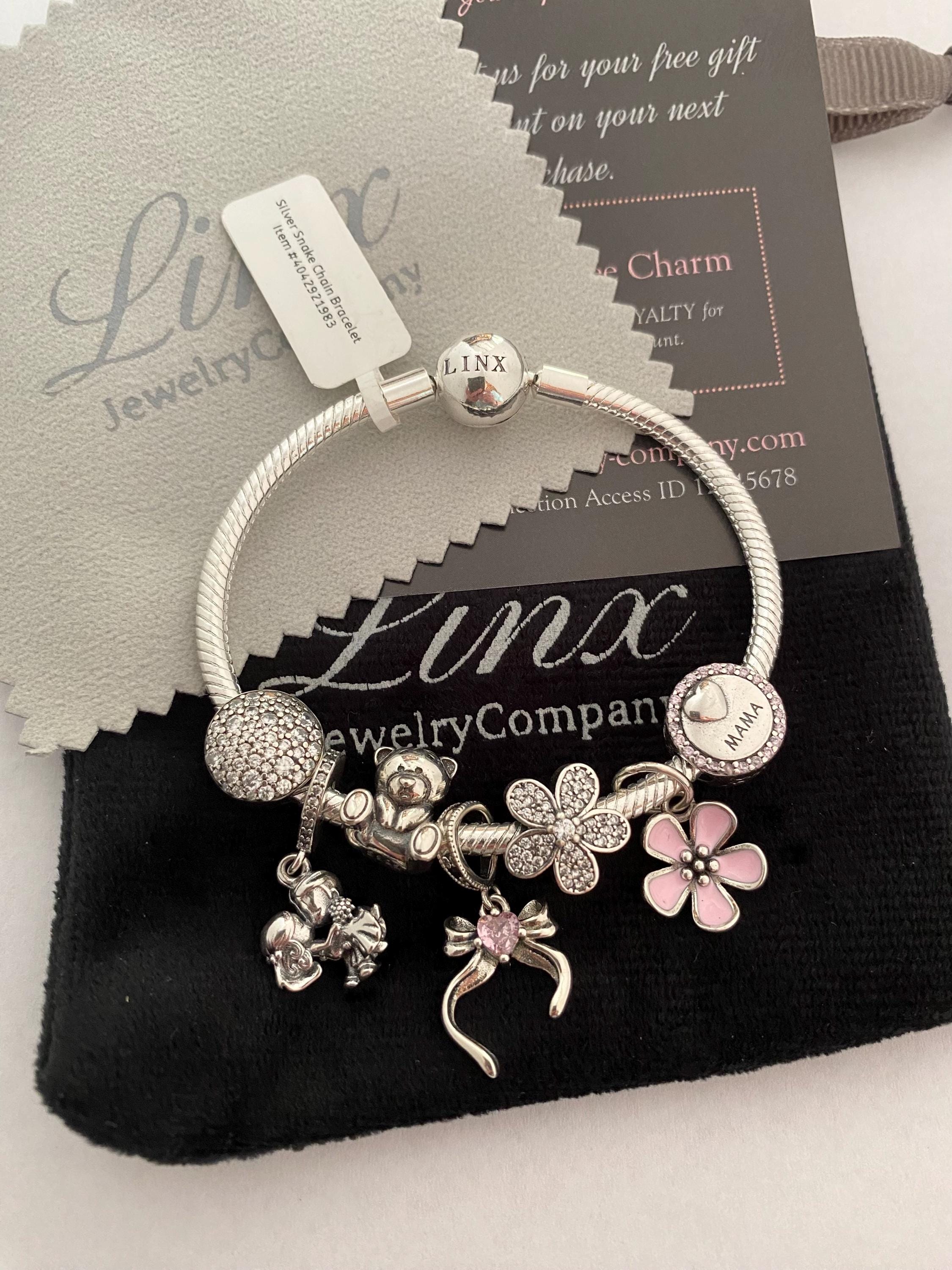 ☆人気☆【TATIANA】☆Ball n Snake Chain Layered Bracele.t☆ Linx Silver Snake Chain Bracelet With Mama and Wife Themed