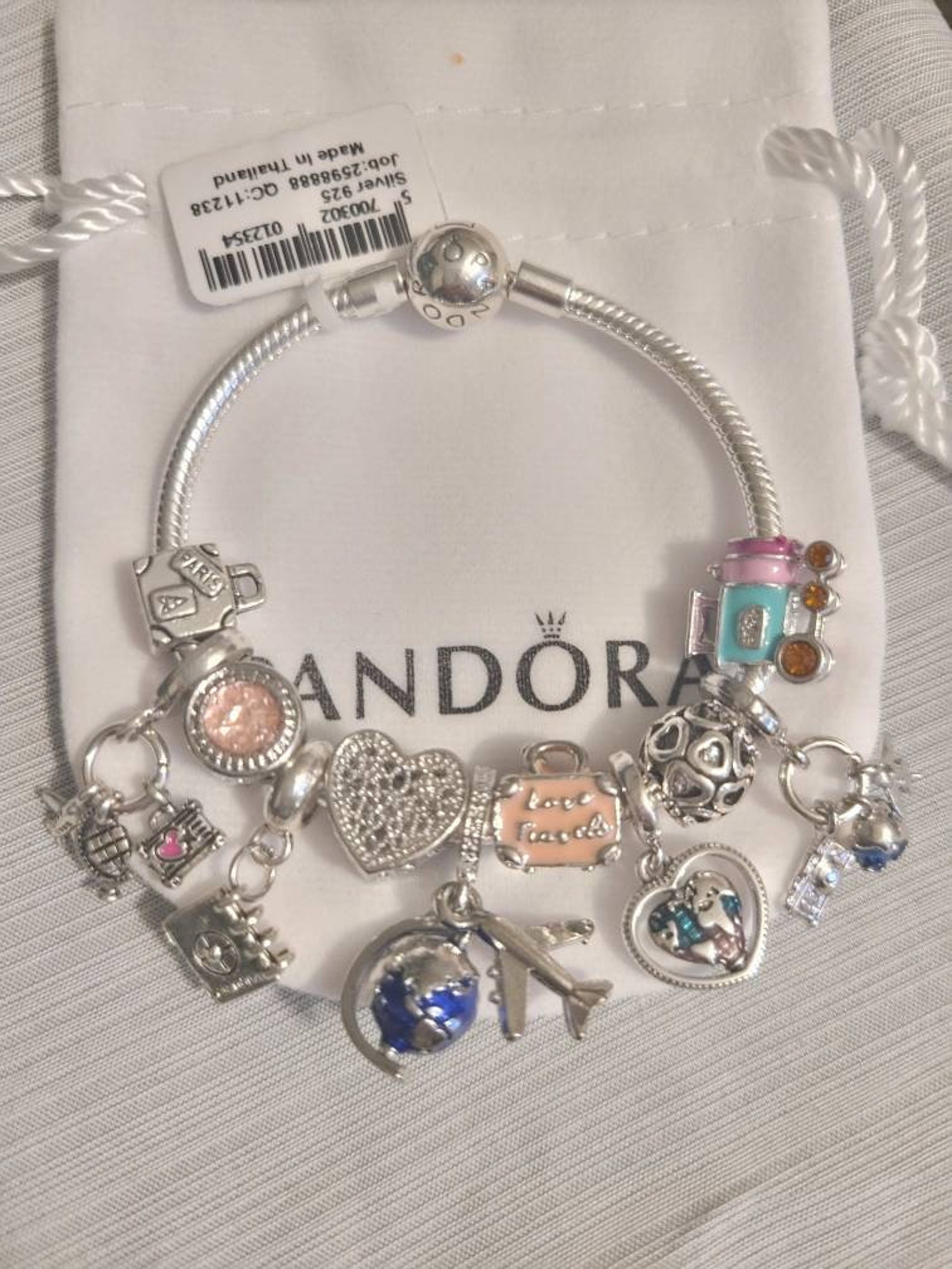 Pandora Bracelet With Travel Themed Charms Etsy