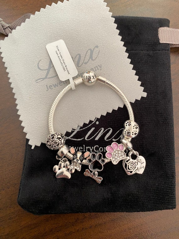 Dog Mom Bone Paws Head Charm Sterling Silver Dog Mom Bone Paws Head Charm Sterling Silver
