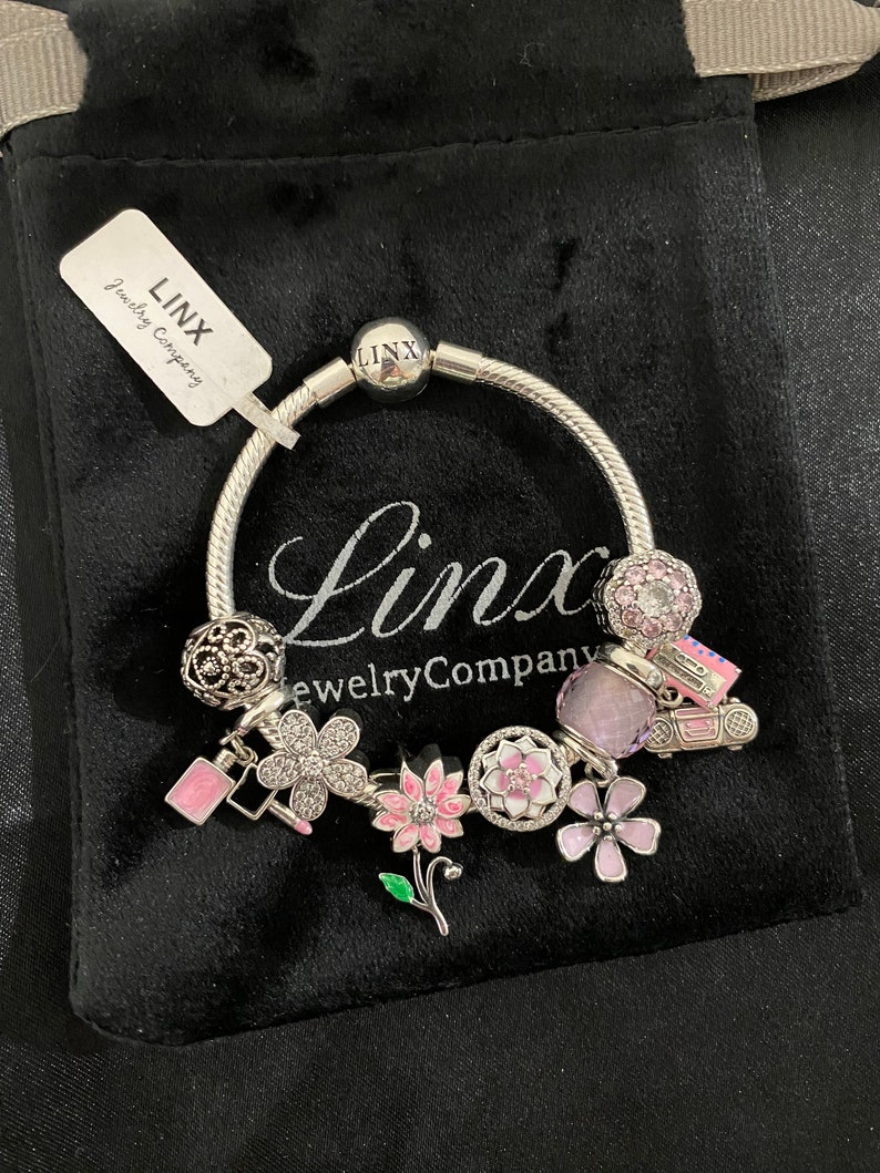 Infinity Linx Flower Linx Bracelet With Pink Themed Charms - Etsy