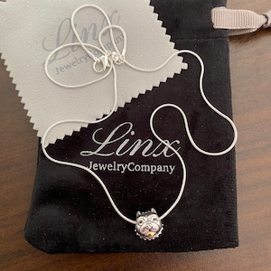 22in necklace with Pitbull Dog Charm 925 sterling silver