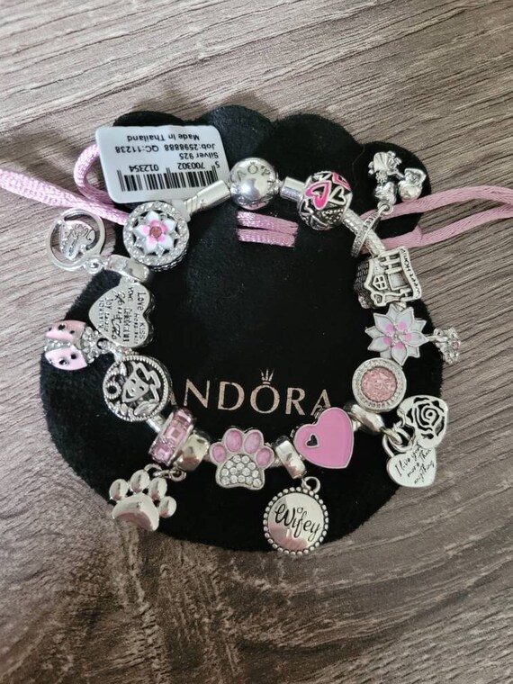 handboeien schors condoom Pandora Bracelet With Pink Themed Charms - Etsy Hong Kong