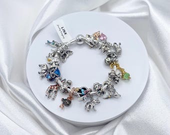 Linx Snake Chain Bracelet with Animal Themed Charms 925 sterling silver