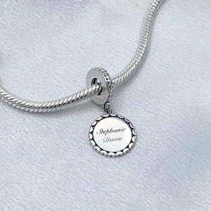 Custom Engraved Name Dangle Charm 925 sterling silver
