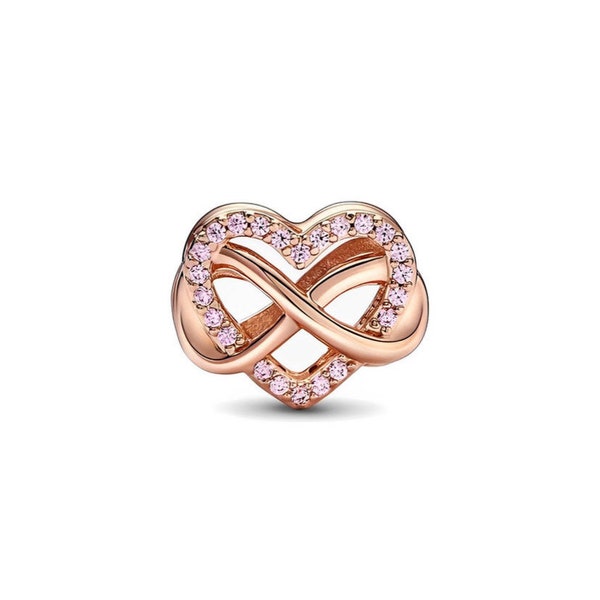 Rose Gold Infinity Zircon Heart Charm