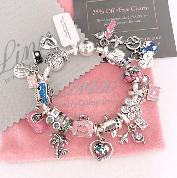 Linx Snake Chain Bracelet With Travel Themed Charms - Etsy