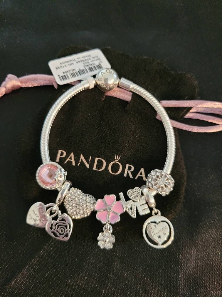 Pandora Bracelet With Pink Themed Charms - Etsy