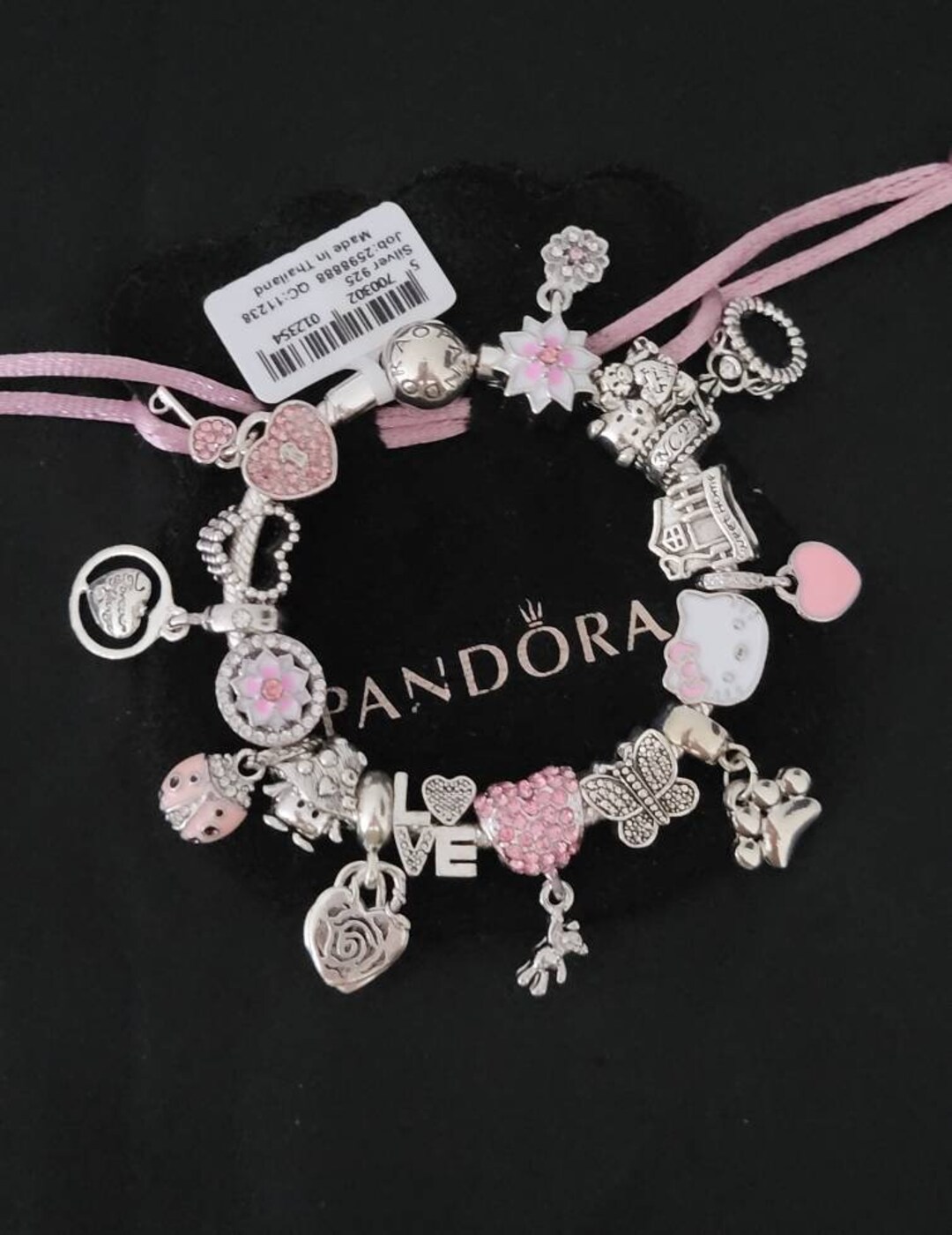 Pandora Bracelet with Pink Themed Charms