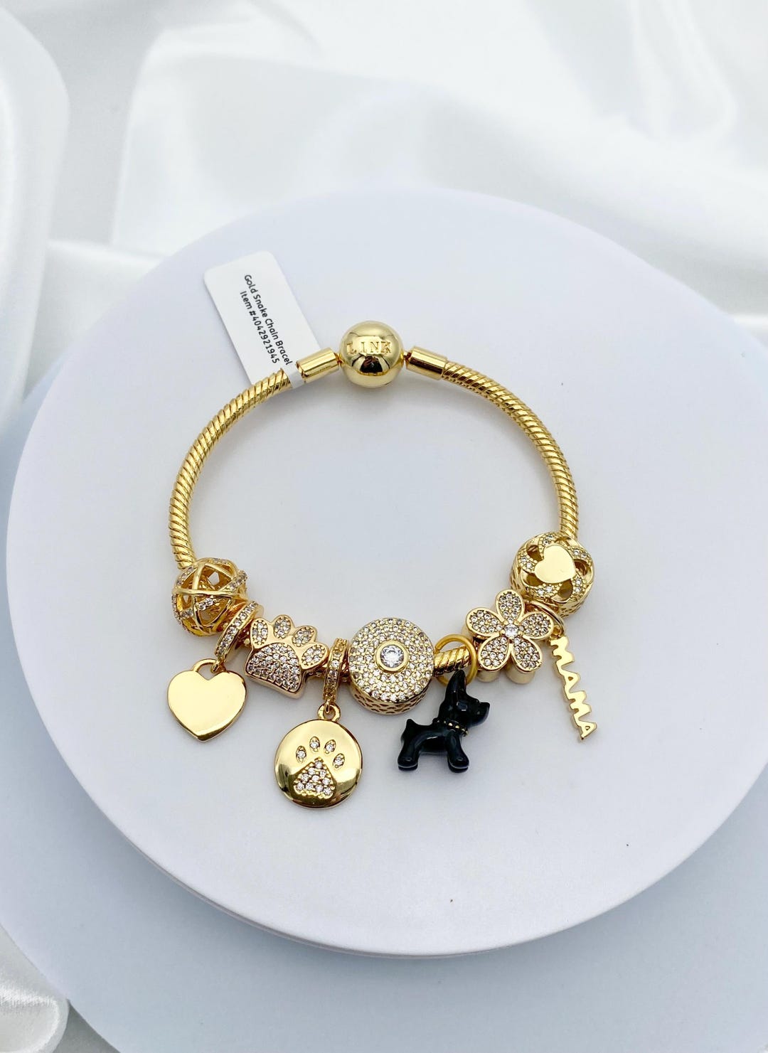 Linx Yellow Gold Snake Chain Bracelet With Scottish Terrier Mama