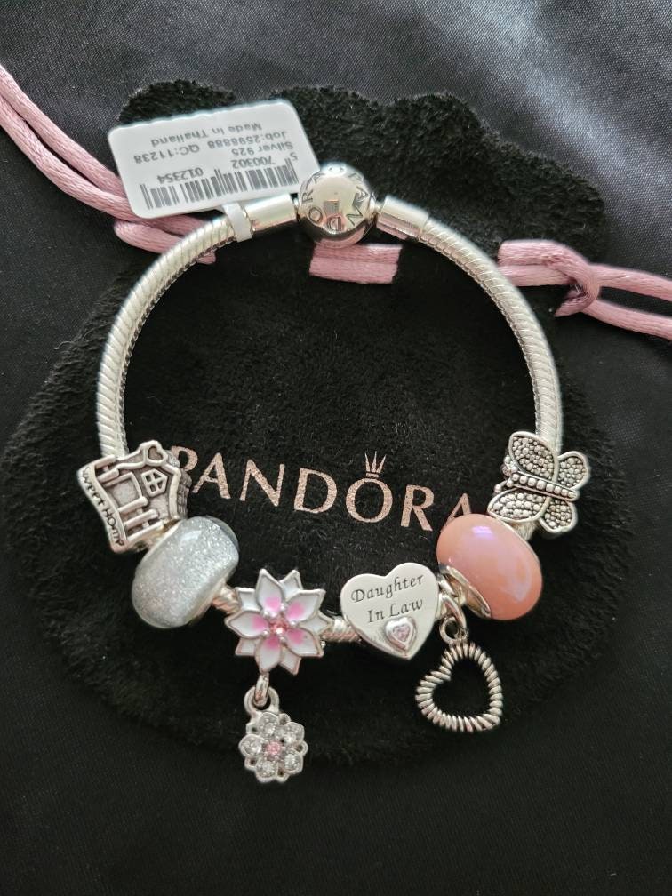 Pandora Bracelet With Pink Daughter in Law Themed Charms - Etsy