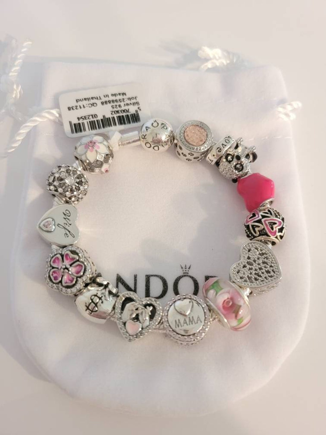 Pandora Bracelet With Wife and Mom Themed Charms Etsy