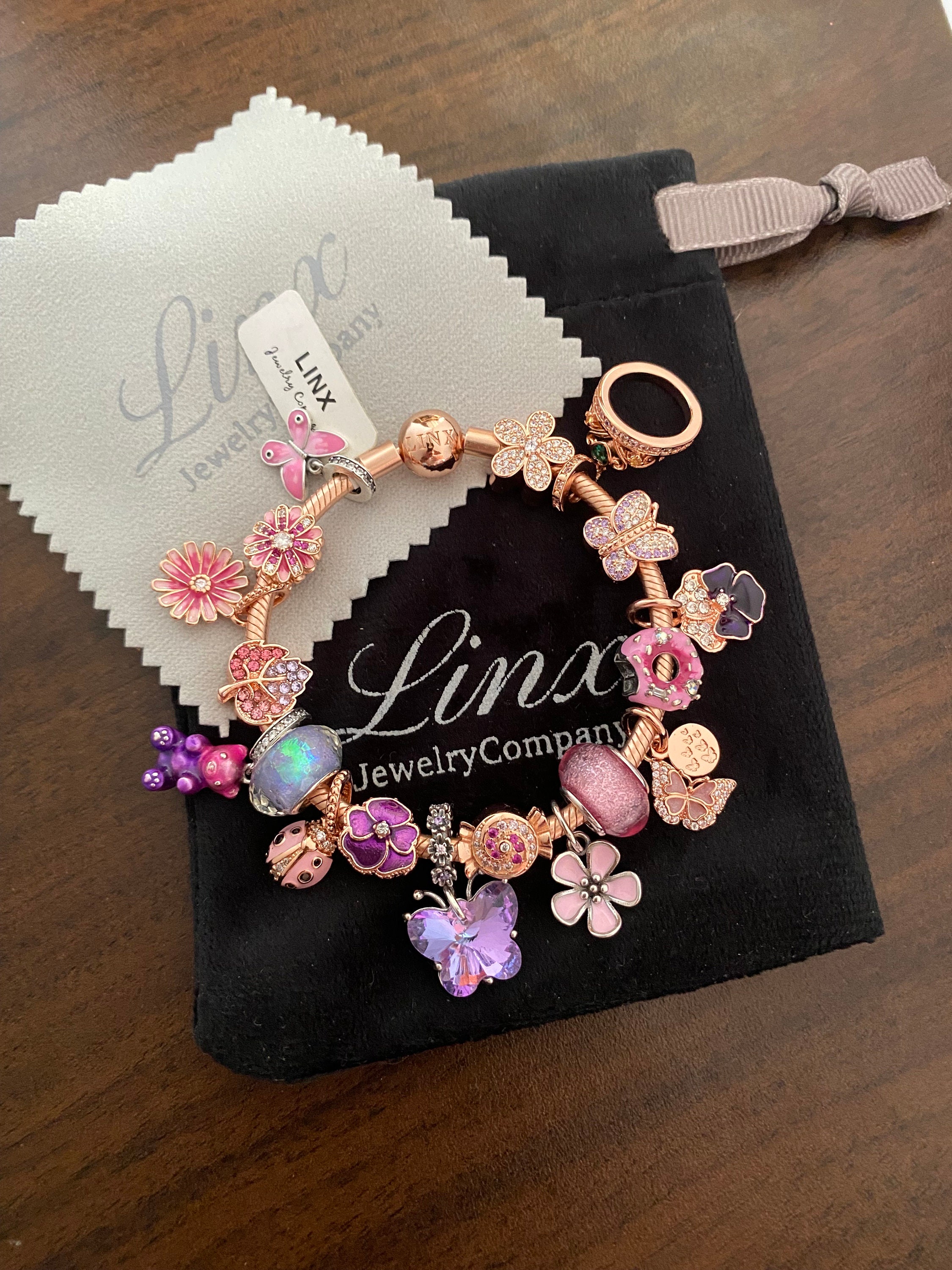 ブレスレット LAZY DAWN round chain bracelet Linx Rose Gold Snake Chain Bracelet With Pink Purple and