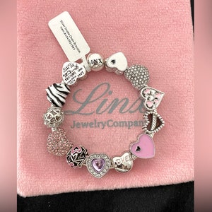 Linx Snake Chain Bracelet with Heart Themed Charms
