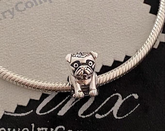 Pug Dog Charm 925 sterling silver