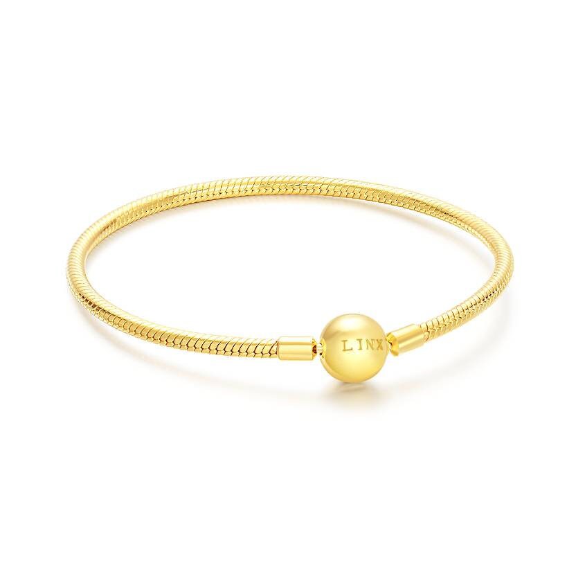 LOHME♡ローム-Big Circle Bracelet Linx Yellow Gold Snake Chain Bracelet With Mom and Family