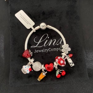 Linx Snake Chain Bracelet with Sweets Themed Charms