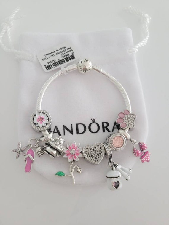 Bracelet With Pink Themed Charms - Etsy