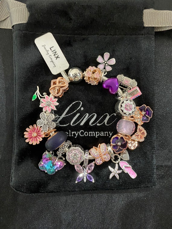ブレスレット ROMANTINUER SN94 BRACELET Linx Rose Gold Snake Chain Bracelet With Pink Purple and