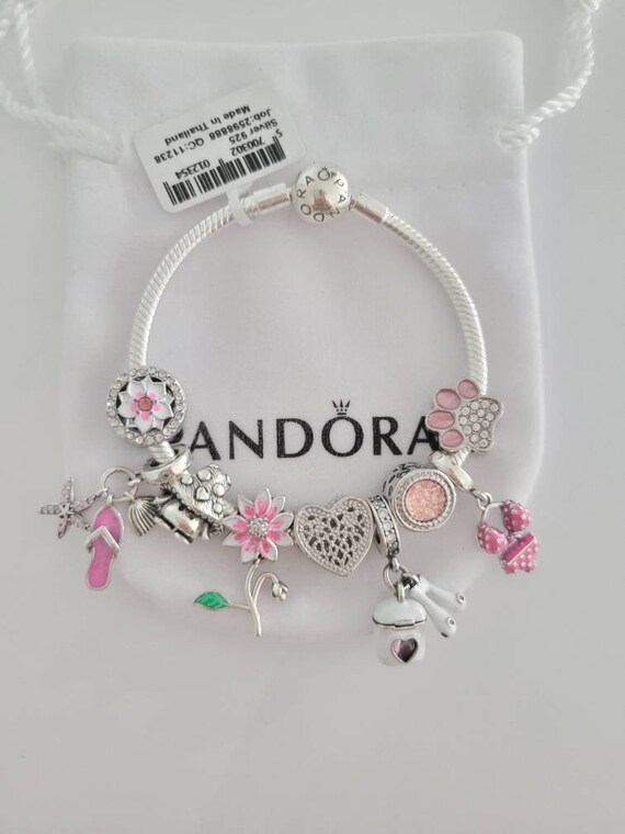 Pandora Bracelet With Pink Themed Charms - Etsy