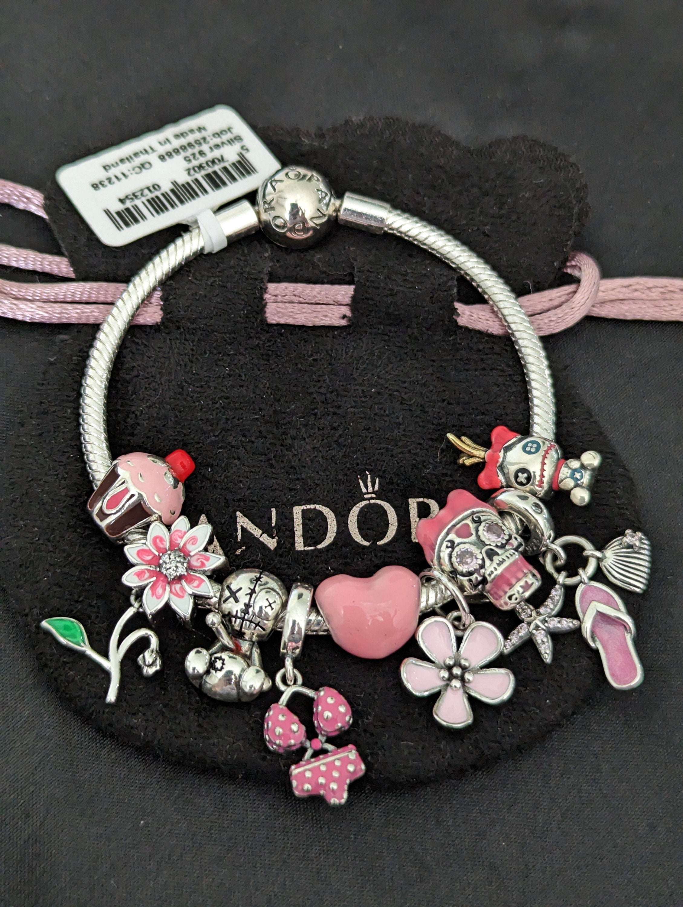 MIADEAL Cartoon Mouse Theme Pink Charms Bracelet, Fits Pandora, Womens DIY  Costume Jewelry