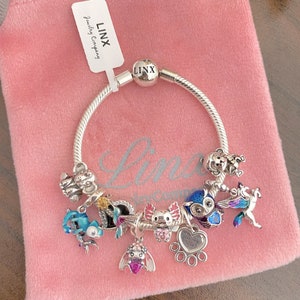 Linx Silver Snake Chain Bracelet with Animal Themed Charms 925 sterling silver
