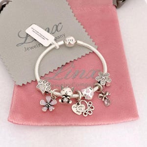 Linx Snake Chain Bracelet with Cat Mom Themed Charms
