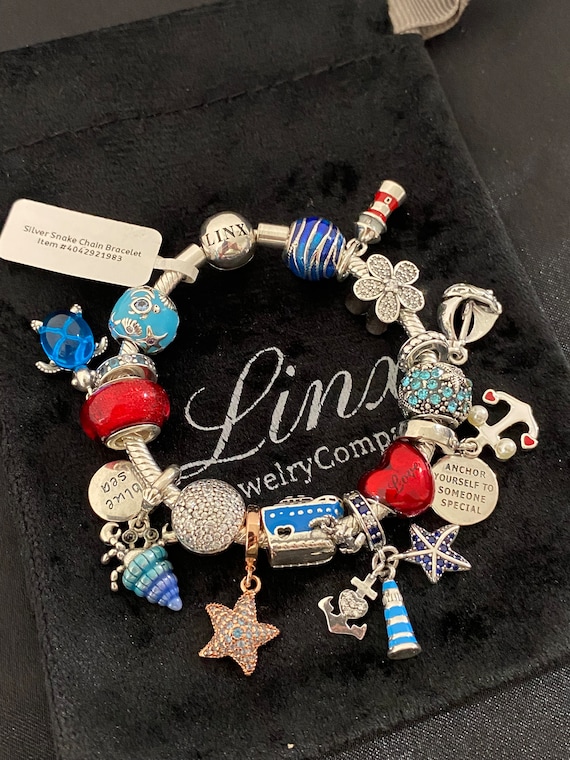 Linx Snake Chain Bracelet With Nautical Beach and Ocean Themed