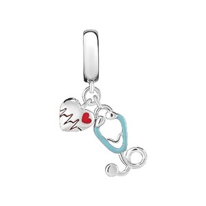 Stethoscope and Heartbeat Dangle Charm