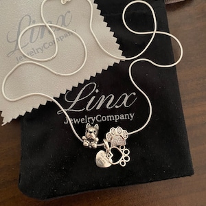 22 in Silver Necklace with French Bulldog Frenchie Dog Charms 925 sterling silver