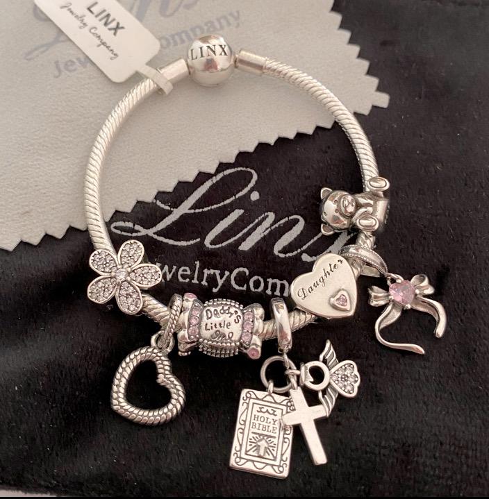 Linx Silver Snake Chain Bracelet With Religious Daughter