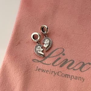 2 Piece Best Friends Half Hearts Dangle Charms