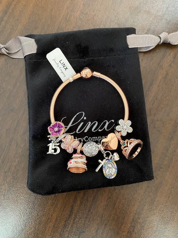 Linx Rose Gold Snake Chain Bracelet With 15th Birthday Quinceanera