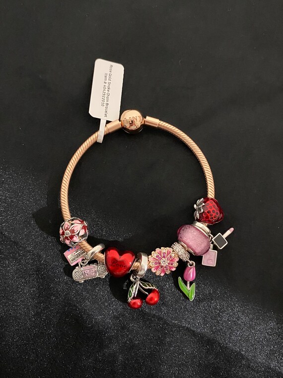 Linx Rose Gold Snake Chain Bracelet With Pink and Red Themed