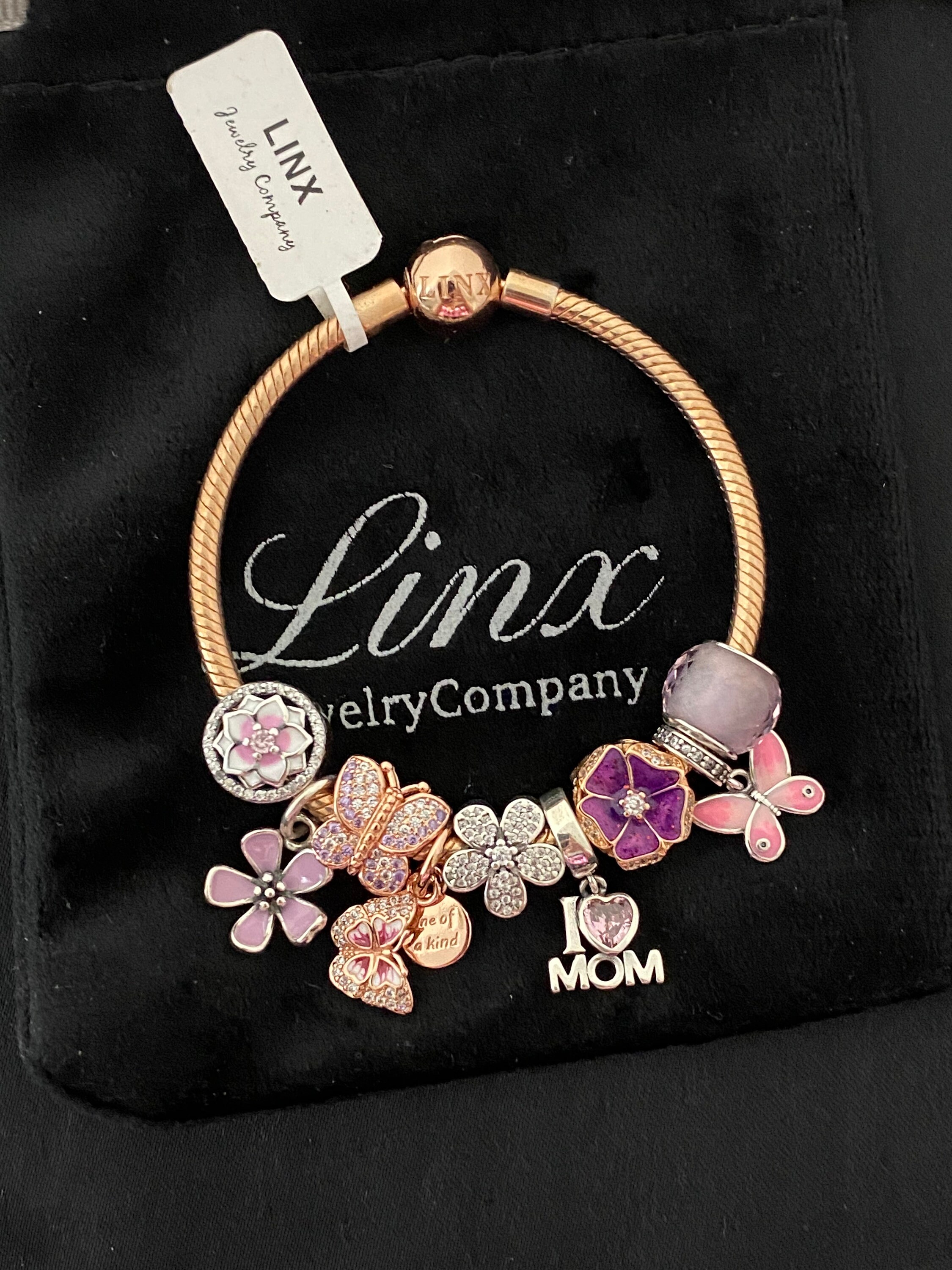 Linx Rose Gold Bracelet With Pink and Purple Mom Themed Charms - Etsy