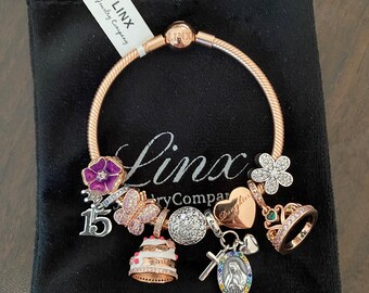 Linx Rose Gold Snake Chain Bracelet With 15th Birthday